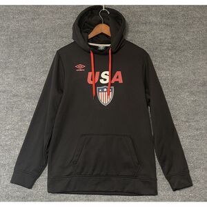 USMNT Soccer Hoodie Mens Small Black USA National Team Umbro Pocket Drawstring